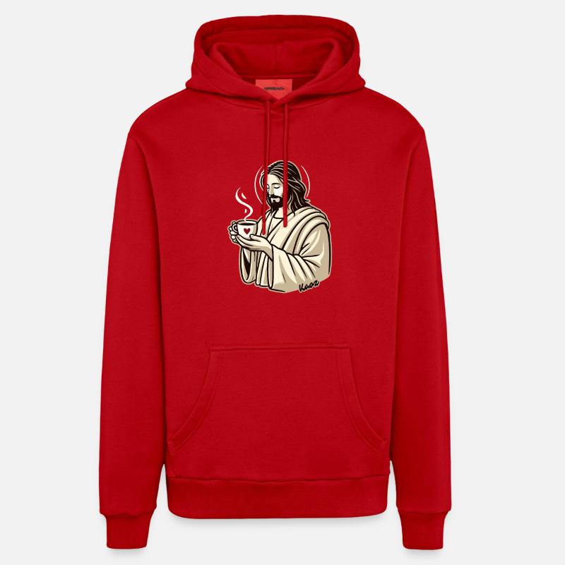 Jésus aime le café - Sweat à capuche bio décontracté fabriqué en UE - rouge