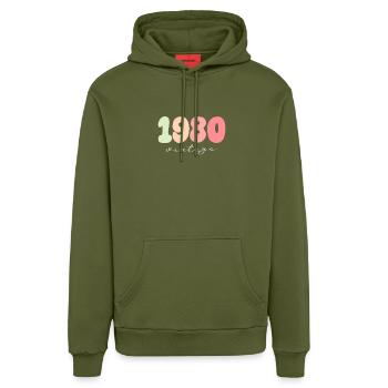Année de naissance 1980 - Sweat à capuche bio décontracté fabriqué en UE - MOSS GREEN - Devant