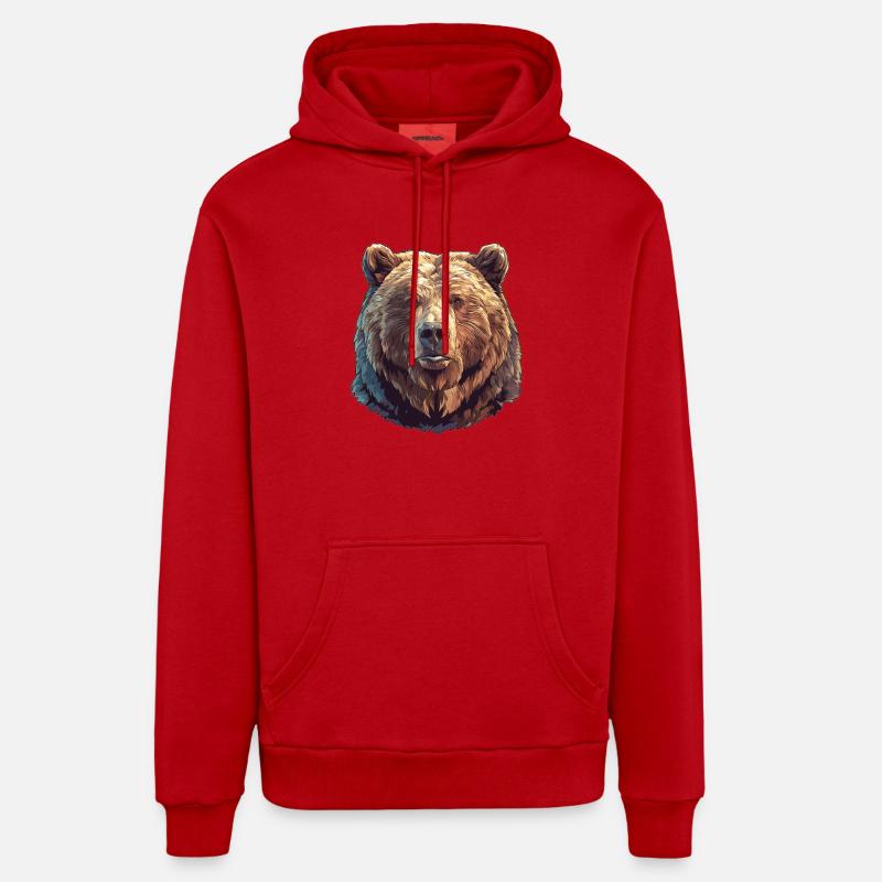 Ours Kodiak Ours Kodiak - Sweat à capuche bio décontracté fabriqué en UE - rouge