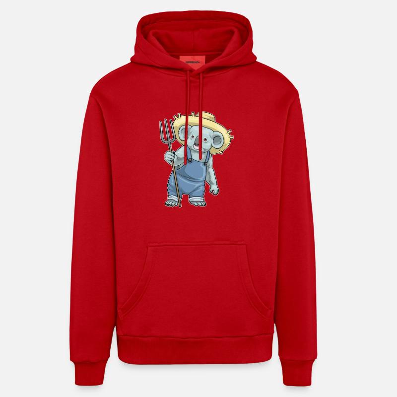 Fourche Koala Farmer - Sweat à capuche bio décontracté fabriqué en UE - rouge