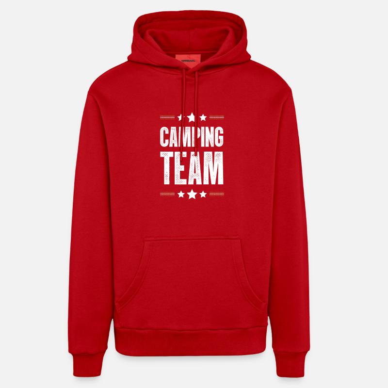 L’équipe du camping - Sweat à capuche bio décontracté fabriqué en UE - rouge