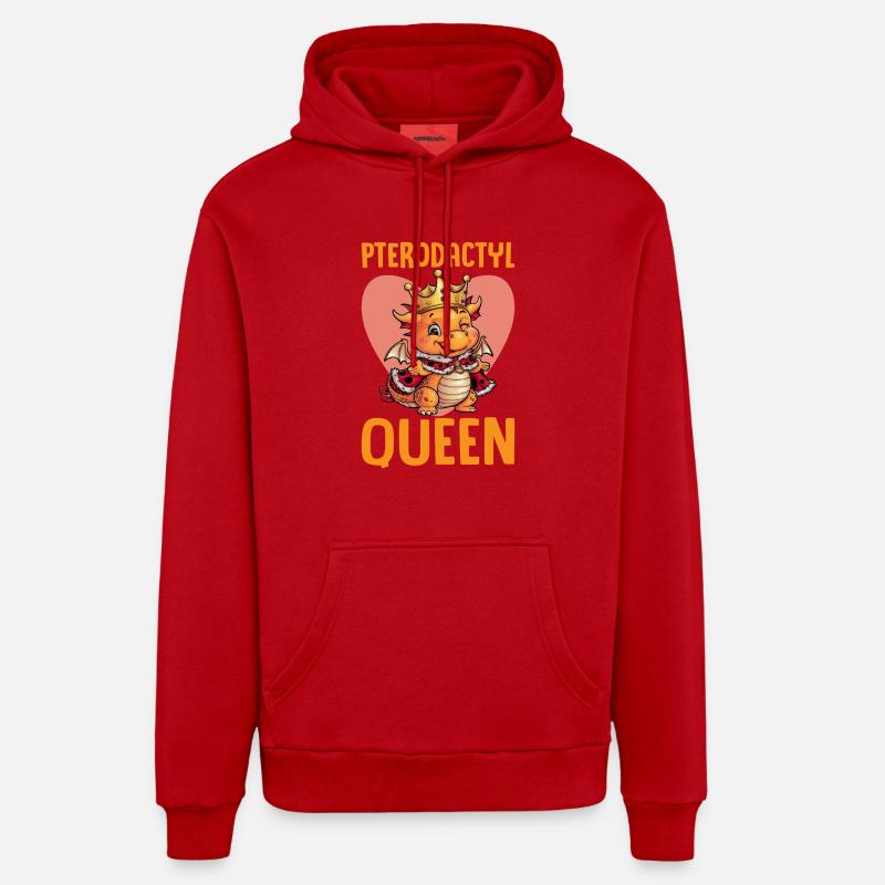 Ptérodactyle Queen Dino Design - Sweat à capuche bio décontracté fabriqué en UE - rouge