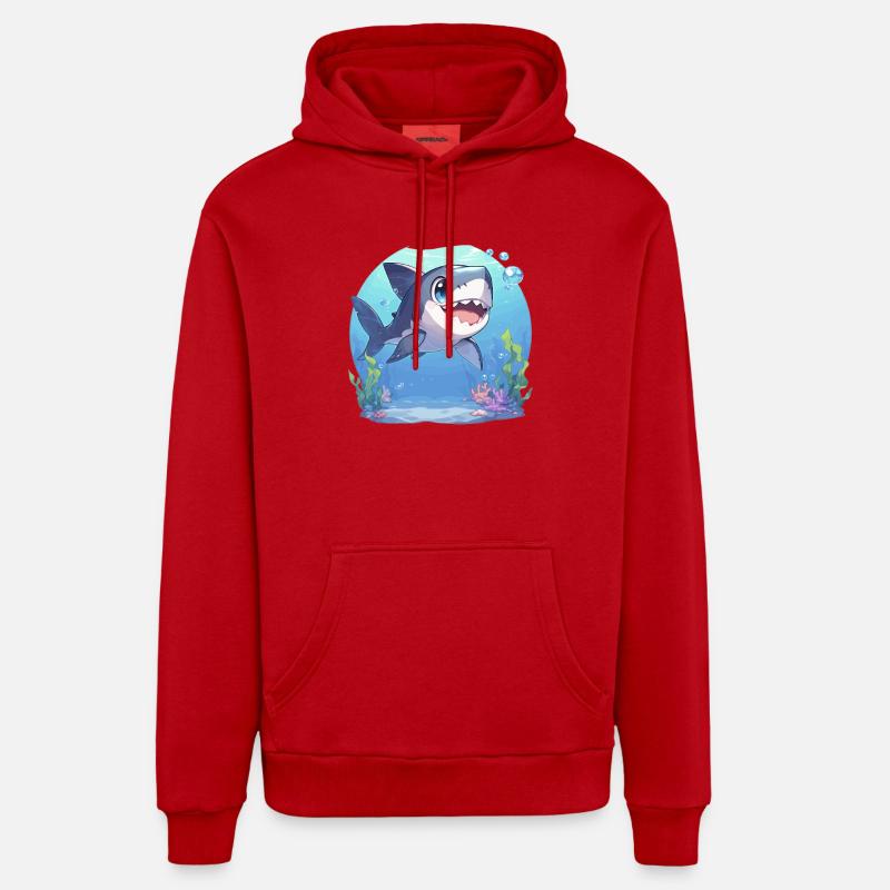 Requins Requin - Sweat à capuche bio décontracté fabriqué en UE - rouge