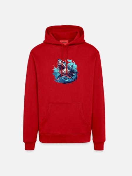 Requins Requin - Sweat à capuche bio décontracté fabriqué en UE - rouge