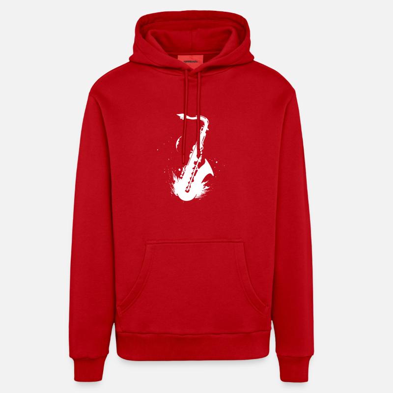 Graphisme pour saxophone - Sweat à capuche bio décontracté fabriqué en UE - rouge