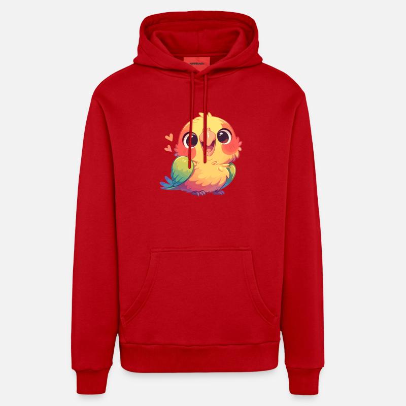 Perroquet Perroquet Perroquet - Sweat à capuche bio décontracté fabriqué en UE - rouge