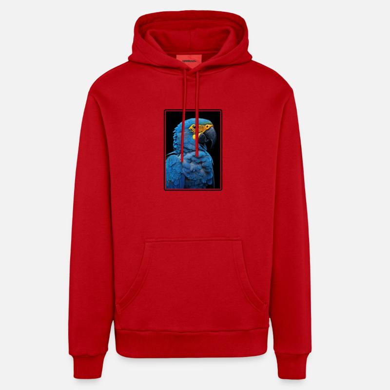Perroquet Perroquet Perroquet - Sweat à capuche bio décontracté fabriqué en UE - rouge