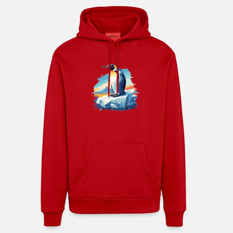Pingouins Pingouin - Sweat à capuche bio décontracté fabriqué en UE - rouge