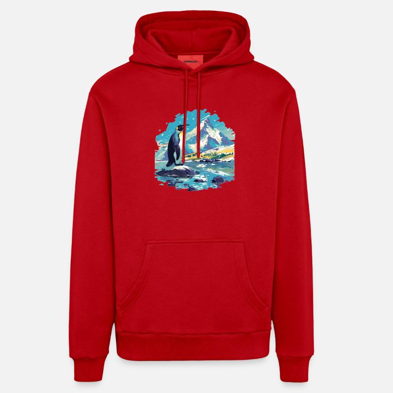 Pingouins Pingouin - Sweat à capuche bio décontracté fabriqué en UE - rouge