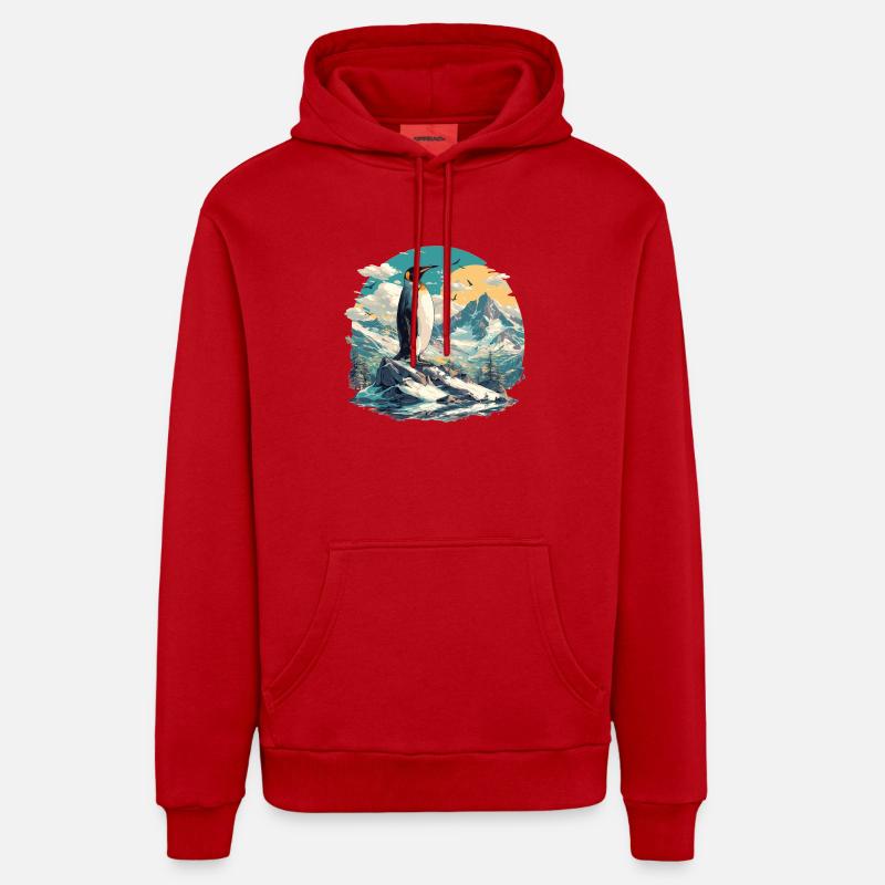 Pingouins Pingouin - Sweat à capuche bio décontracté fabriqué en UE - rouge