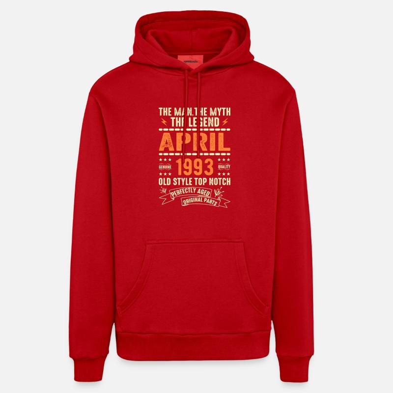 Avril 1993, AVRIL 1993 - Sweat à capuche bio décontracté fabriqué en UE - rouge