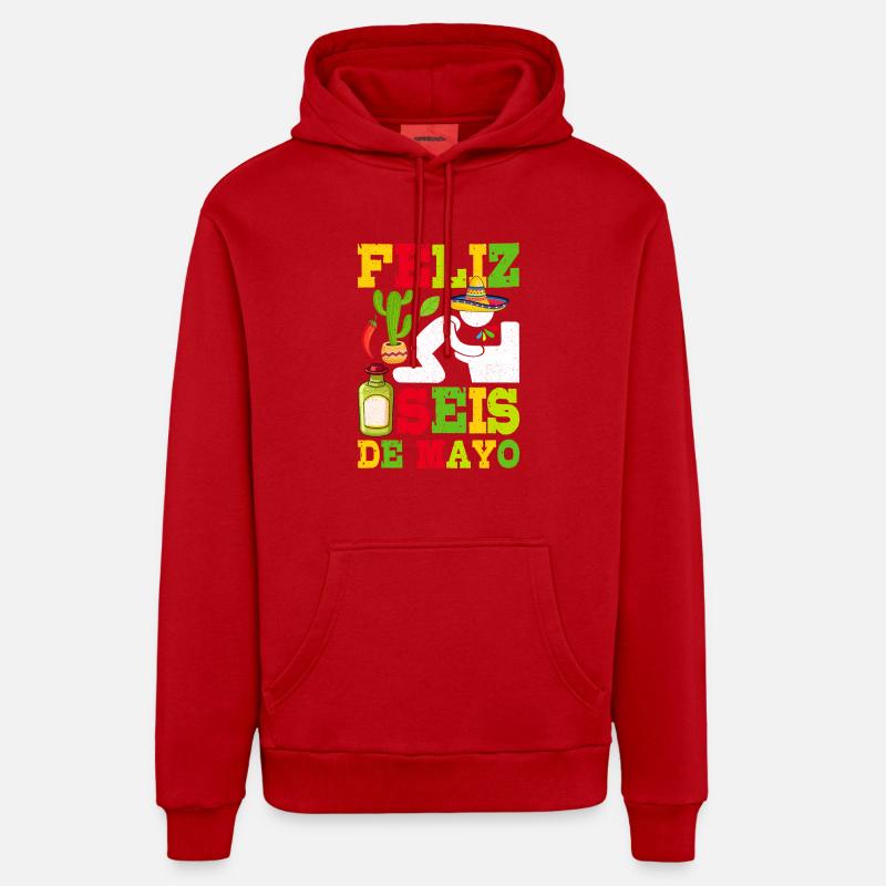 Cinco De Mayo - Sweat à capuche bio décontracté fabriqué en UE - rouge