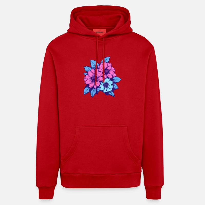 Trio de fleurs néon - Sweat à capuche bio décontracté fabriqué en UE - rouge