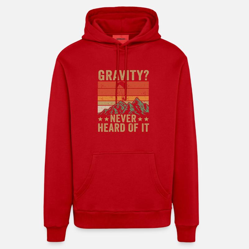 Hilarious Paramotor Gravity Meme - Organic Relaxed Hoodie Made in EU - red