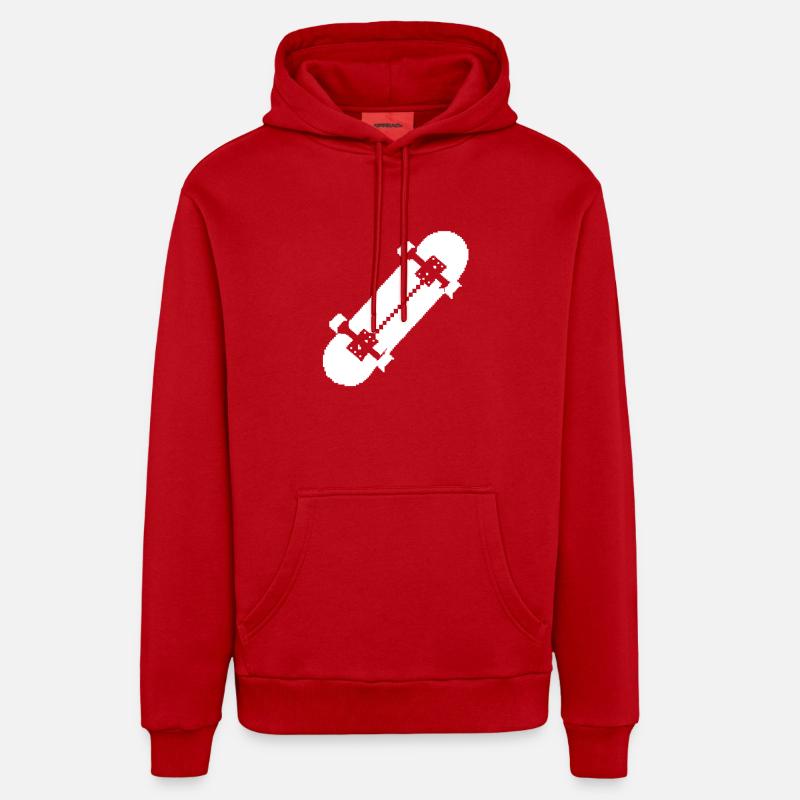 Planche à roulettes Pixel Art - Sweat à capuche bio décontracté fabriqué en UE - rouge