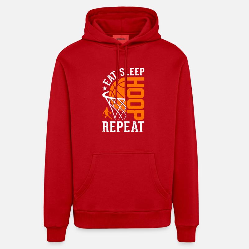 Basket-ball - Sweat à capuche bio décontracté fabriqué en UE - rouge