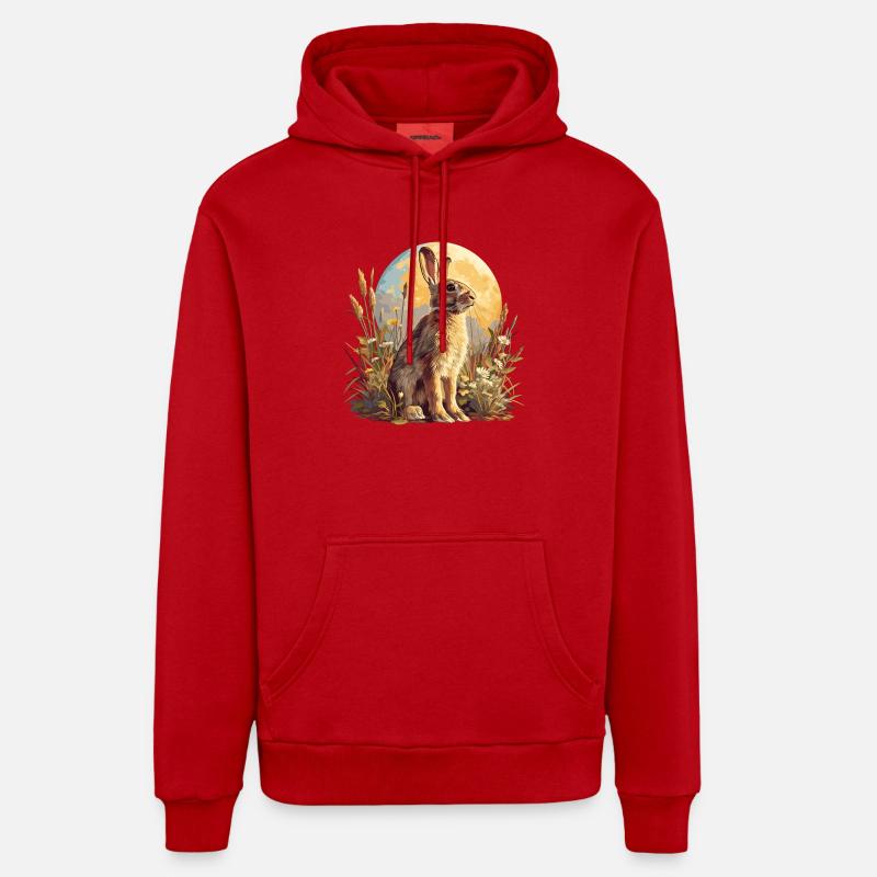 Lapin Lapin - Sweat à capuche bio décontracté fabriqué en UE - rouge