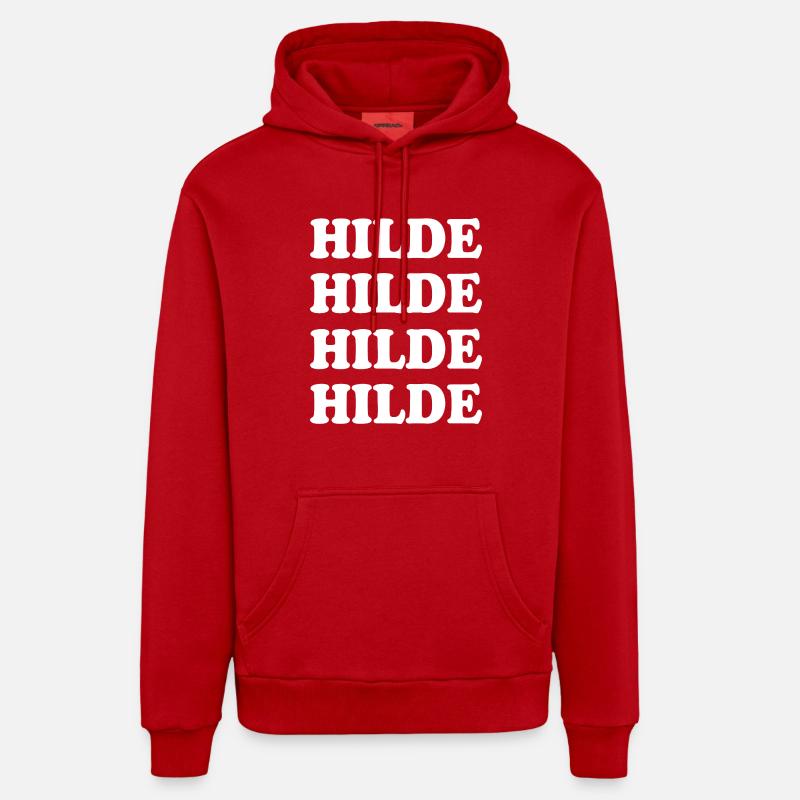 Hilde comme nom - Sweat à capuche bio décontracté fabriqué en UE - rouge