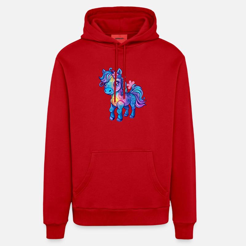Frange arc-en-ciel - Sweat à capuche bio décontracté fabriqué en UE - rouge
