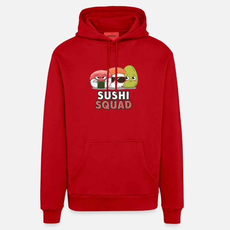 Sushi Squad – Mignon et coquin - Sweat à capuche bio décontracté fabriqué en UE - rouge