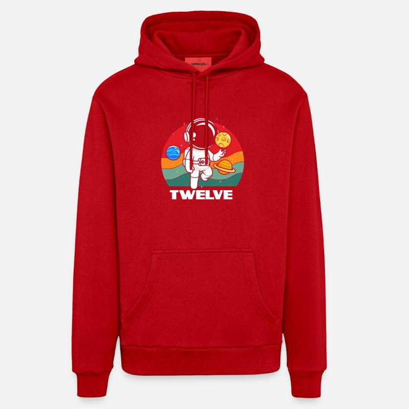 Astronaut Twelve Birthday Adventure - Organic Relaxed Hoodie Made in EU - red