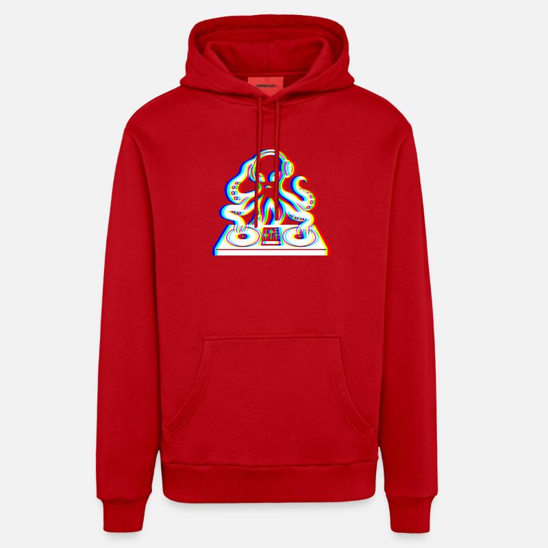 Kraken Glitch – Ta Bande Son! - Sweat à capuche bio décontracté fabriqué en UE - rouge
