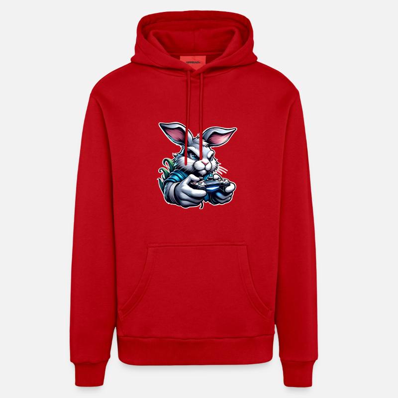 Lapin de jeu - Sweat à capuche bio décontracté fabriqué en UE - rouge