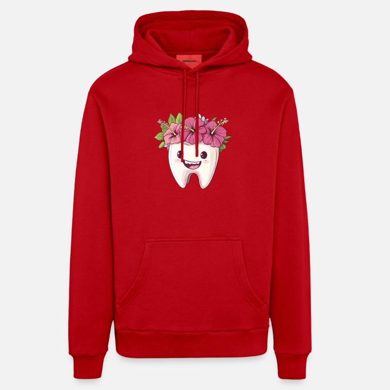 Dent à l’hibiscus - Sweat à capuche bio décontracté fabriqué en UE - rouge