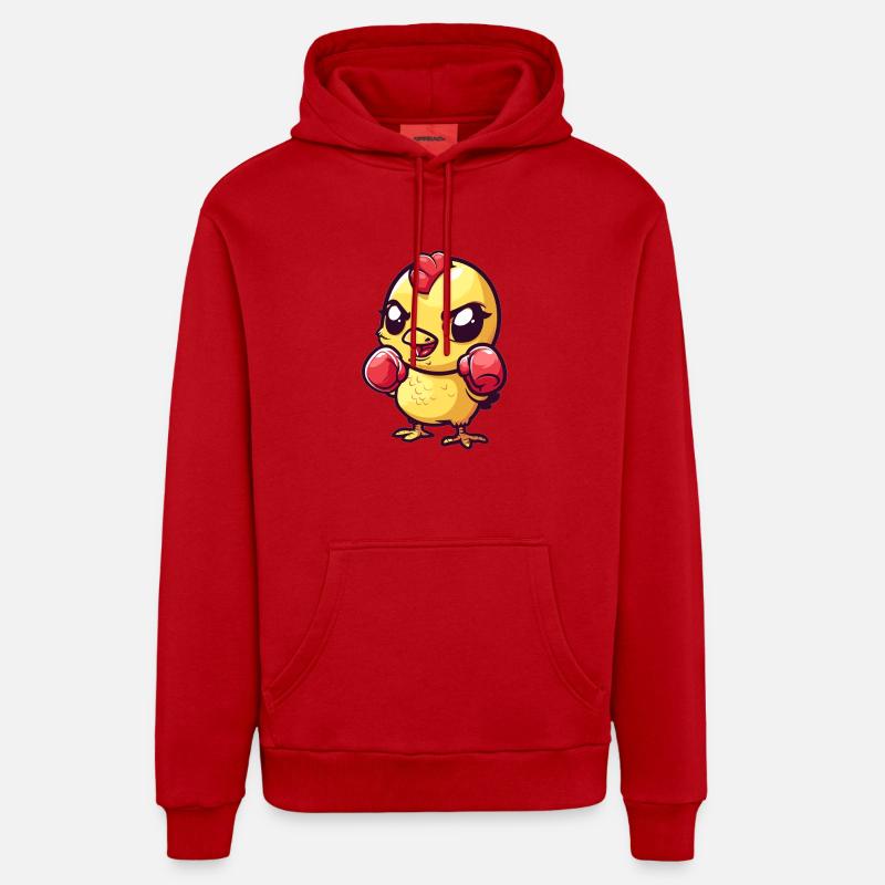 Mignon poussin de boxe - Sweat à capuche bio décontracté fabriqué en UE - rouge