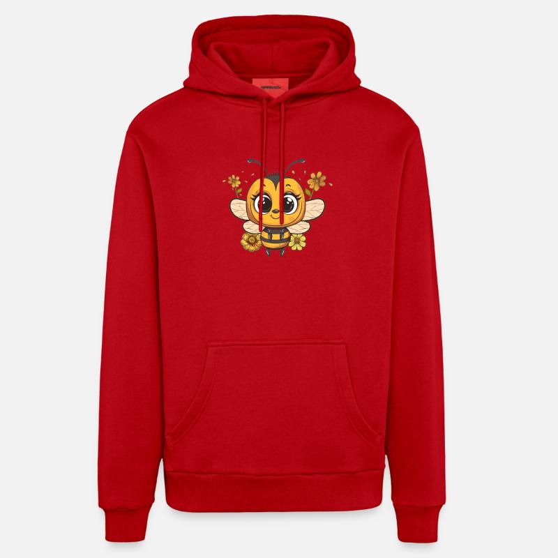 Abeille fleur avec breloque - Sweat à capuche bio décontracté fabriqué en UE - rouge