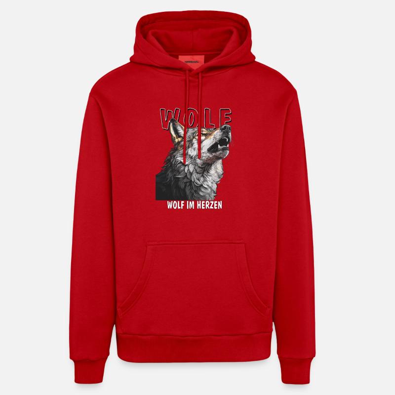 LOUP LOUP DANS L’ÂME - Sweat à capuche bio décontracté fabriqué en UE - rouge