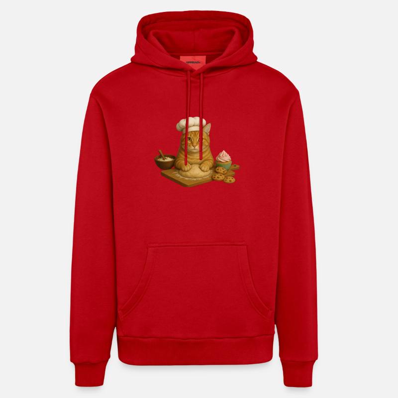 Cuisson pour chats - Sweat à capuche bio décontracté fabriqué en UE - rouge