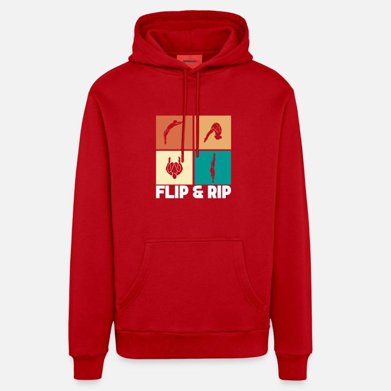 Plongeoir - Sweat à capuche bio décontracté fabriqué en UE - rouge