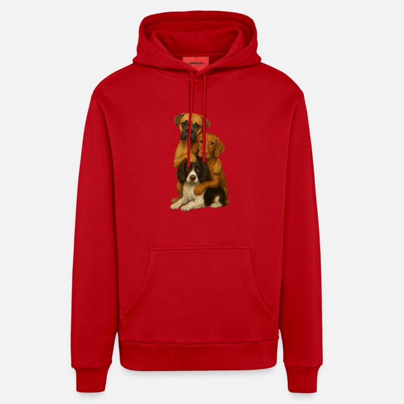 Chien Chiens Chiens mignons - Sweat à capuche bio décontracté fabriqué en UE - rouge