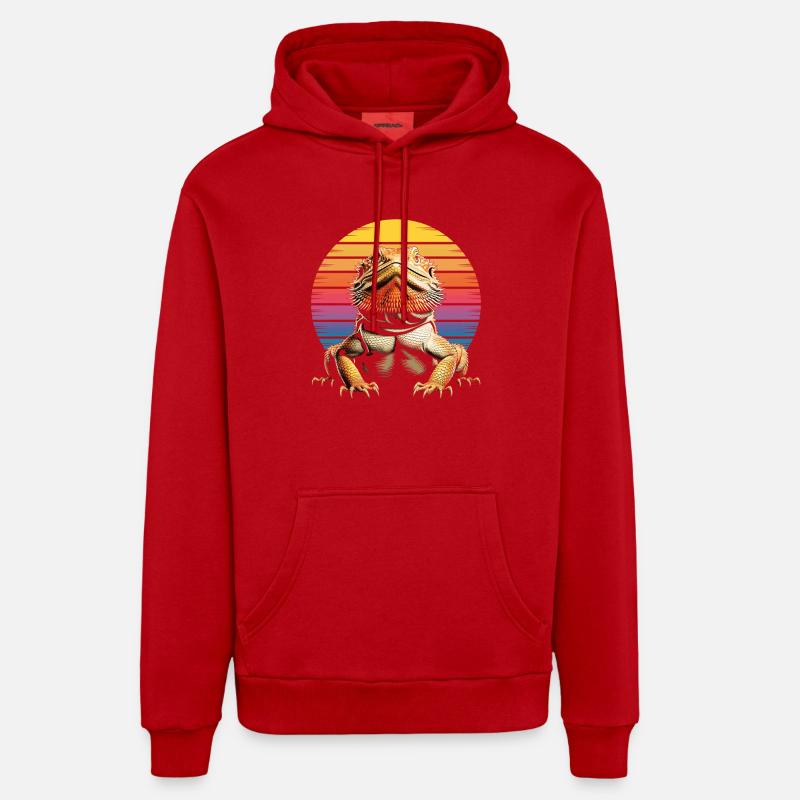 Reptile dragon barbu - Sweat à capuche bio décontracté fabriqué en UE - rouge