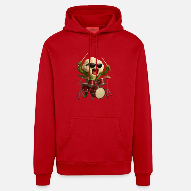 Tambours de chou-fleur - Sweat à capuche bio décontracté fabriqué en UE - rouge
