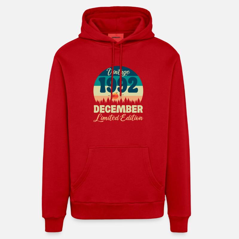Anniversaire Décembre 1992 Cadeau D'anniversaire - Sweat à capuche bio décontracté fabriqué en UE - rouge