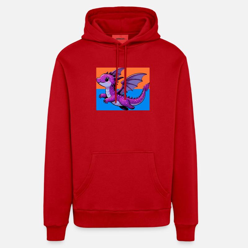 dragon - Sweat à capuche bio décontracté fabriqué en UE - rouge