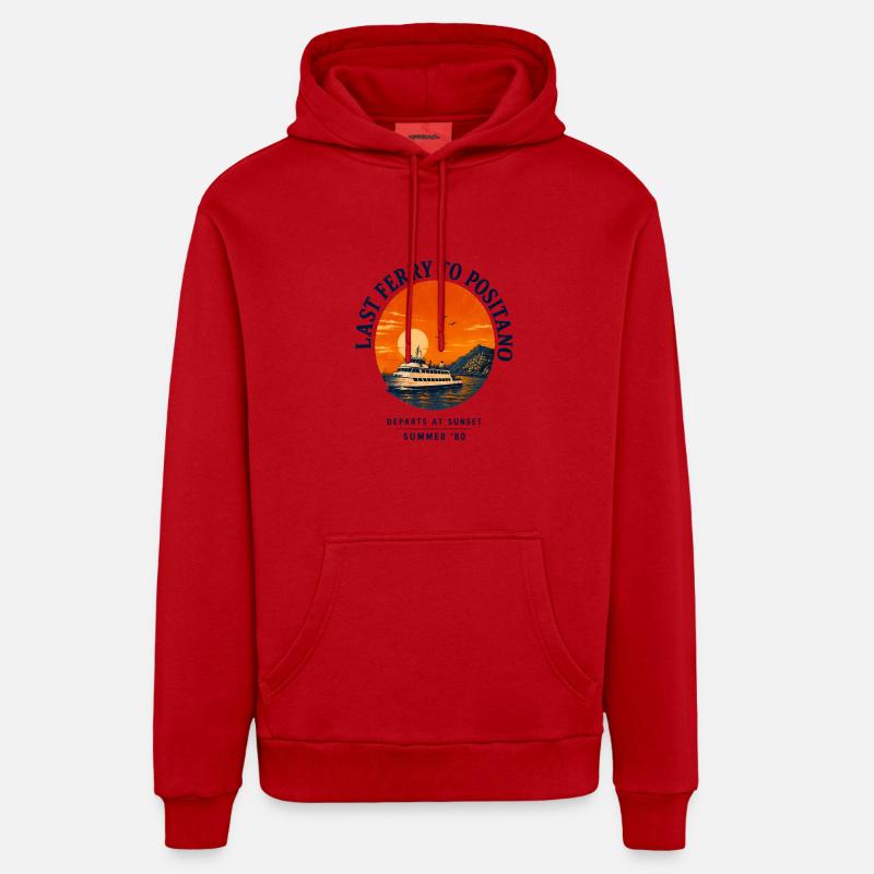 Côte Positano Méditerranée - Sweat à capuche bio décontracté fabriqué en UE - rouge