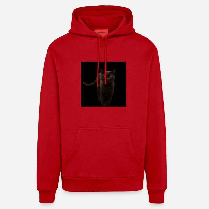 chat noir chat chaton - Sweat à capuche bio décontracté fabriqué en UE - rouge