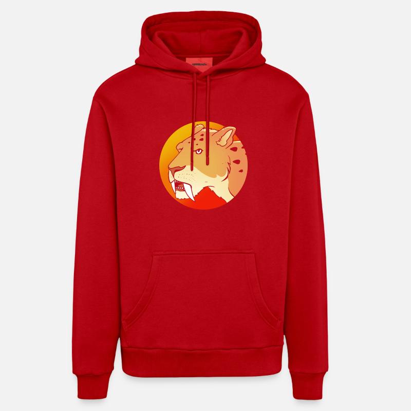 Tigre à dents de sabre - Sweat à capuche bio décontracté fabriqué en UE - rouge