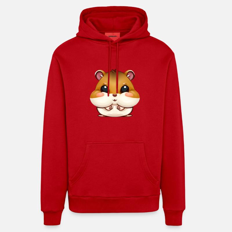 Joues de hamster mignonnes - Sweat à capuche bio décontracté fabriqué en UE - rouge