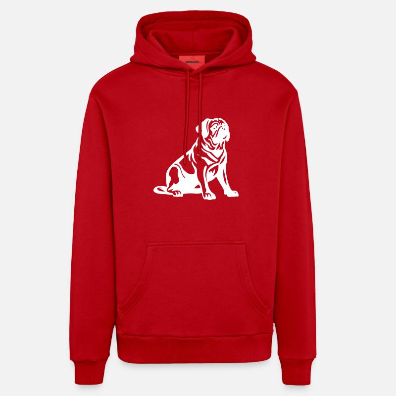 Silhouette de chien carlin - Sweat à capuche bio décontracté fabriqué en UE - rouge