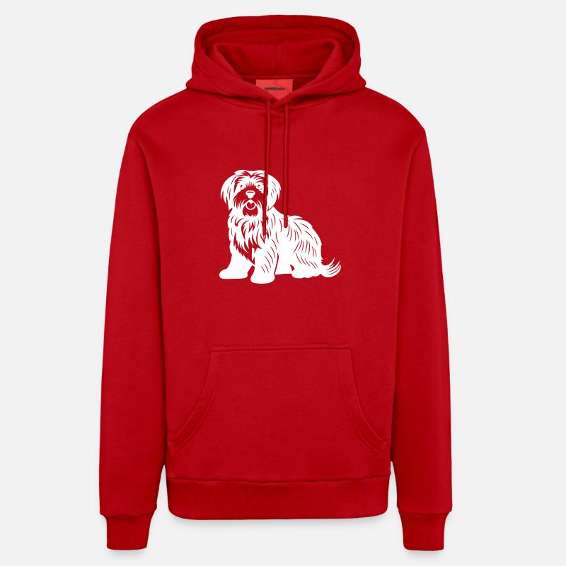 Silhouette de chien havanais - Sweat à capuche bio décontracté fabriqué en UE - rouge