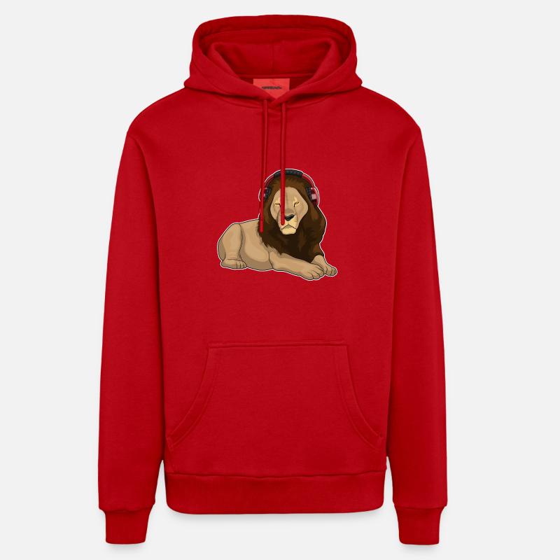 Leo Casque Musique - Sweat à capuche bio décontracté fabriqué en UE - rouge