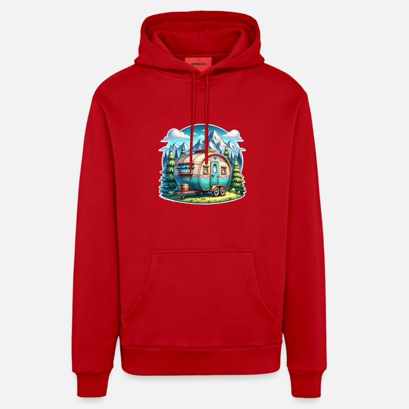Camping camping-car caravane - Sweat à capuche bio décontracté fabriqué en UE - rouge