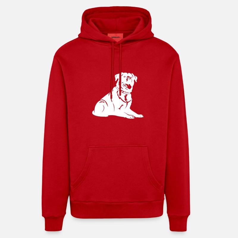 Silhouette de chien rottweiler - Sweat à capuche bio décontracté fabriqué en UE - rouge