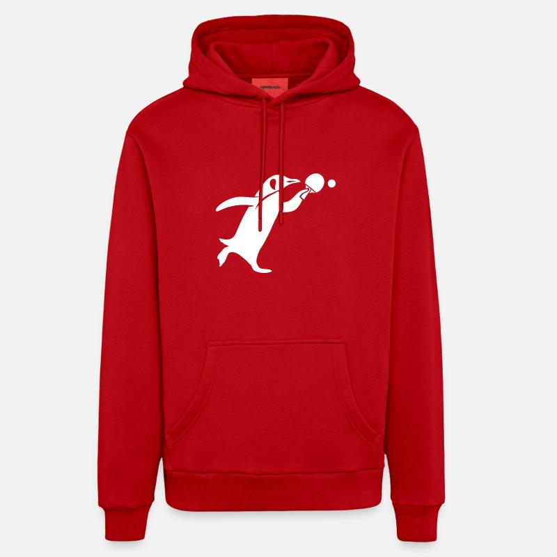 Silhouette de ping-pong pingouin - Sweat à capuche bio décontracté fabriqué en UE - rouge