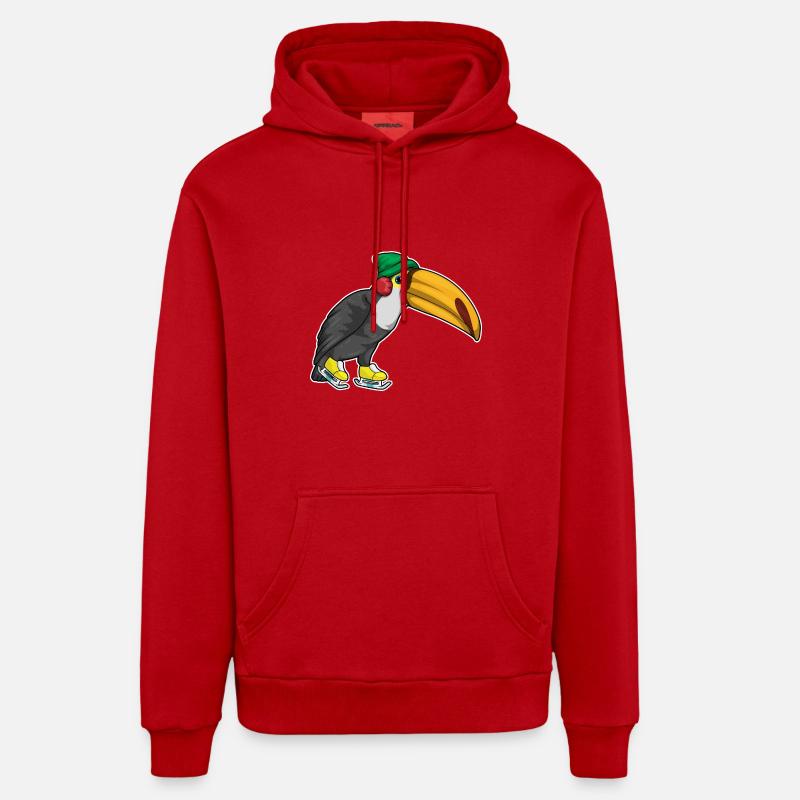 Toucan patins à glace - Sweat à capuche bio décontracté fabriqué en UE - rouge