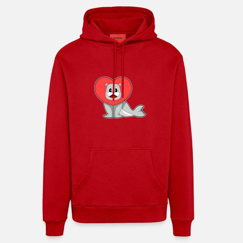 Cœur de phoque - Sweat à capuche bio décontracté fabriqué en UE - rouge